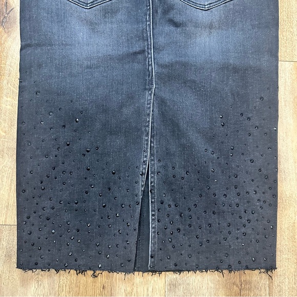 NWT JUDY BLUE Dazzle Denim Rhinestone Black Midi Skirt Size Small - Picture 9 of 13
